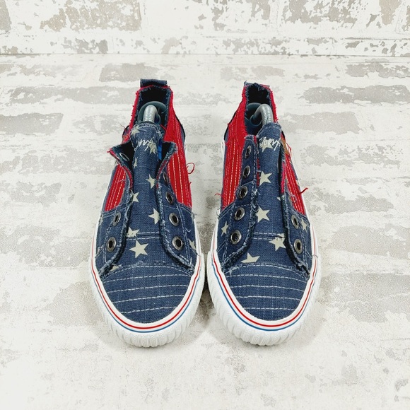 NEW Blowfish Malibu Bettie Stars Stripes Distressed SlipOn Low Top Sneakers F284 - Picture 6 of 10